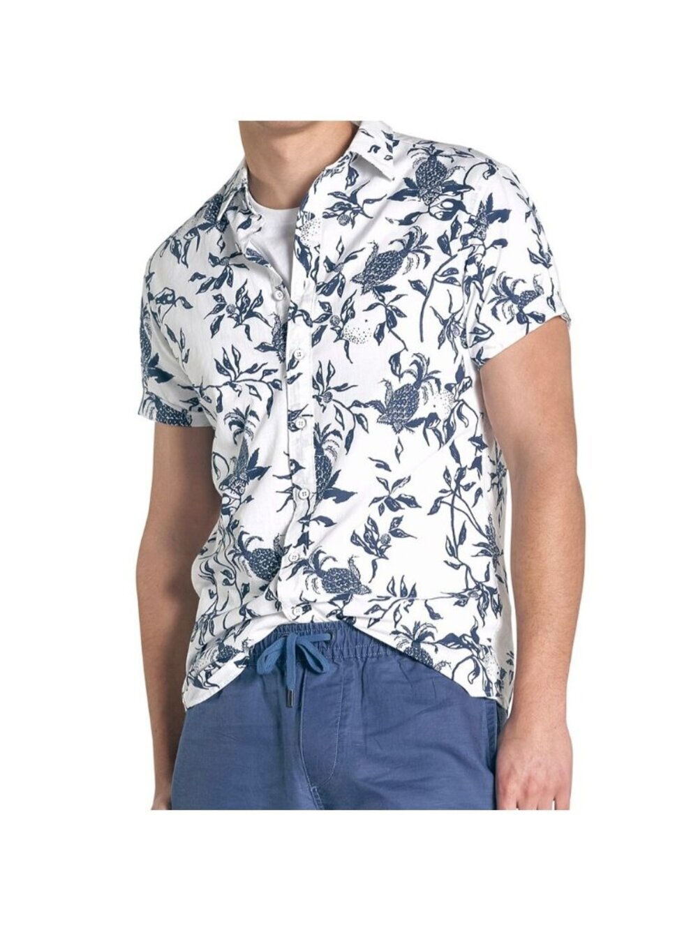 Rodd & Gunn Featherson Short Sleeve Sports Fit Shirt Porcelain L White Blue